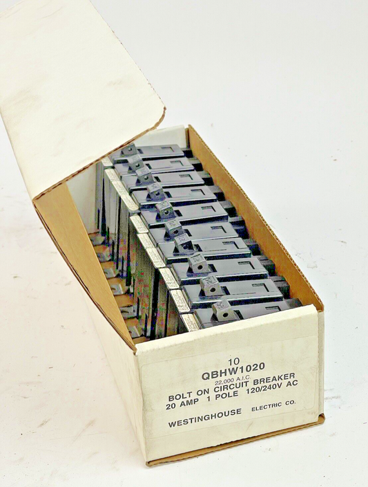 CUTLER-HAMMER WESTINGHOUSE *LOT OF 10* QBHW1020 -20A/1 POLE/240 VAC/QUICKLAG0