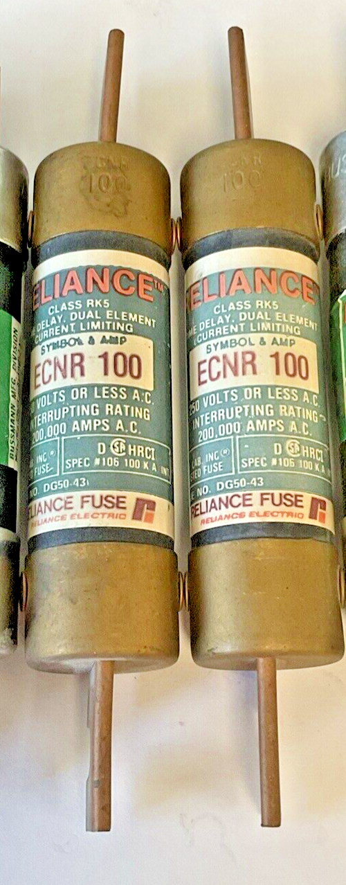 BUSSMANN/RELIANCE NON100, ECNR100, FRN100 FUSES 100A 250VAC ***LOTOF6***2