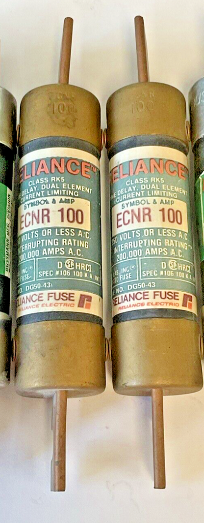 BUSSMANN/RELIANCE NON100, ECNR100, FRN100 FUSES 100A 250VAC ***LOTOF6***2