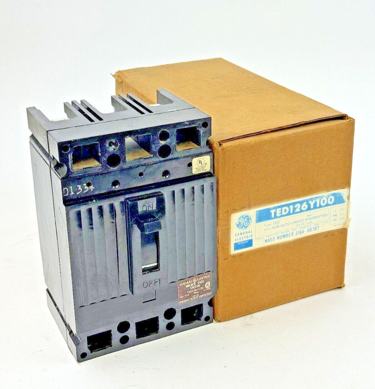 GE - TED126Y100 - MOLDED CIRCUIT BREAKER - 100 A, 600 VAC, 2 POLE - NEW0