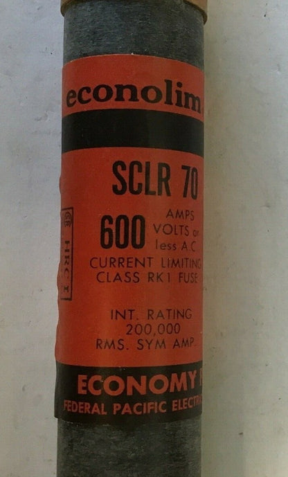 FEDERAL PACIFIC SCLR 70 FUSE CLASS RK1 600VAC 70AMP ECONOLIM1