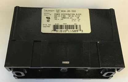 BURNDY BDA-26-500 POWER DISTRIBUTION BLOCK VERSI-POLE 0