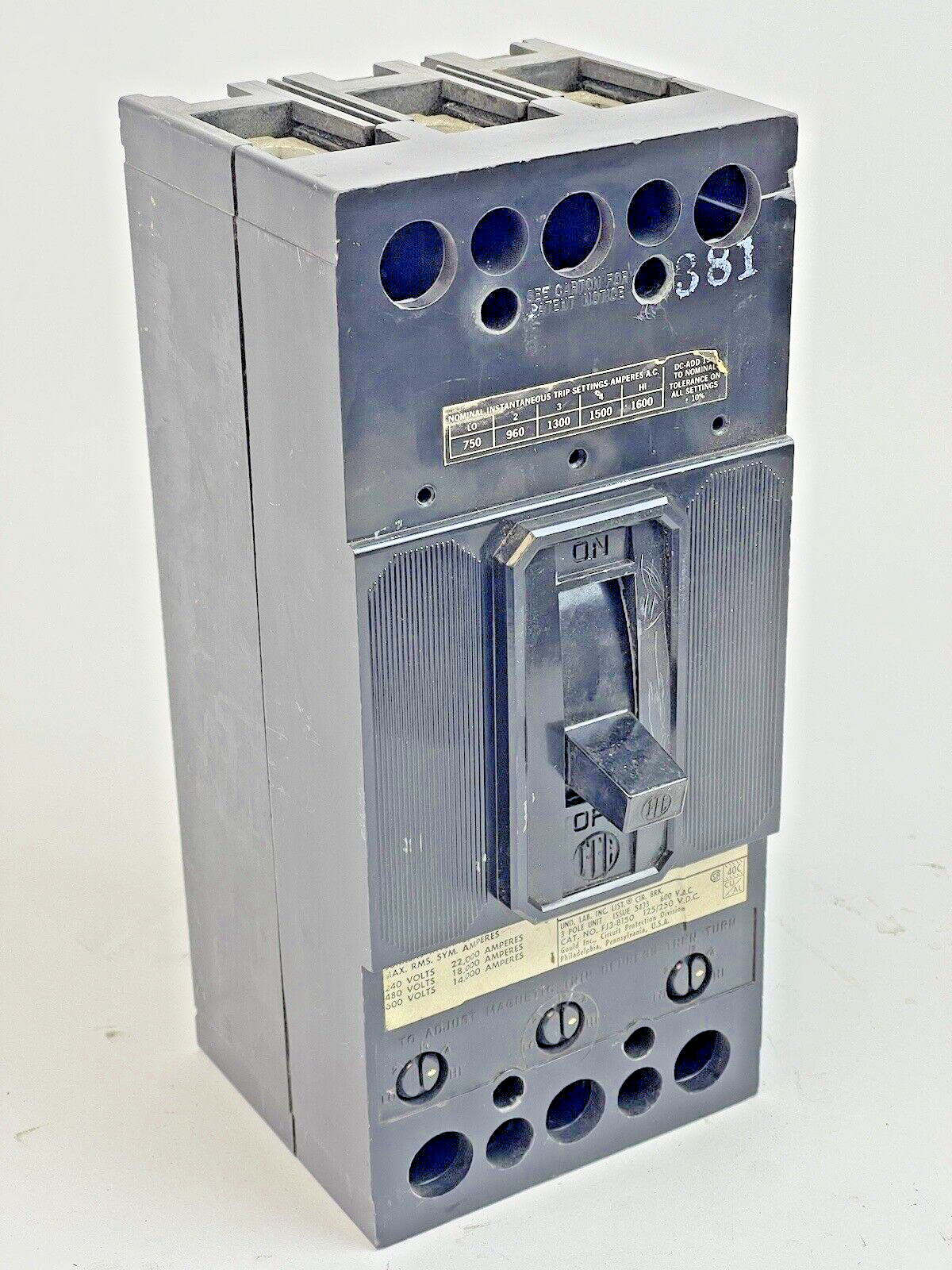 ITE/ GOULD/ SIEMENS - JL3-B150 - CIRCUIT BREAKER - 150 A, 600 VAC, 3 POLE0