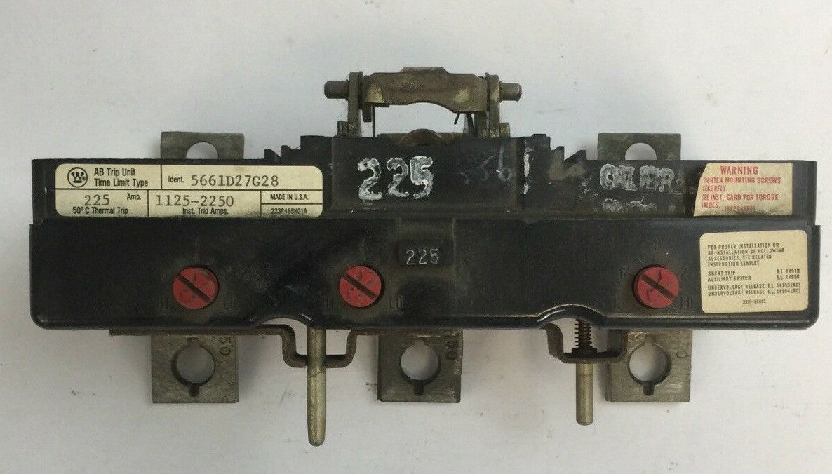 WESTINGHOUSE LA3225PT AB TRIP UNIT TIME LIMIT TYPE 225AMP 3POLE 5661D27G280