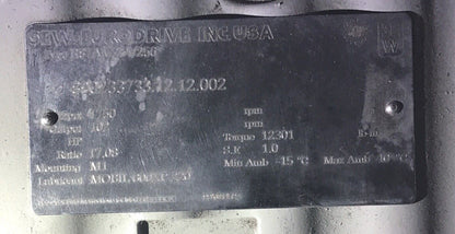 SEW EURO-DRIVE R87AM254/256 GEAR REDUCER 17.08 RATIO TORQUE 123012