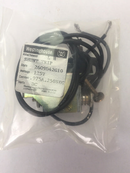 WESTINGHOUSE/CUTLER HAMMER 2609D42G10 L.H. SHUNT TRIP 125VDC 0.975A 0.250SEC0