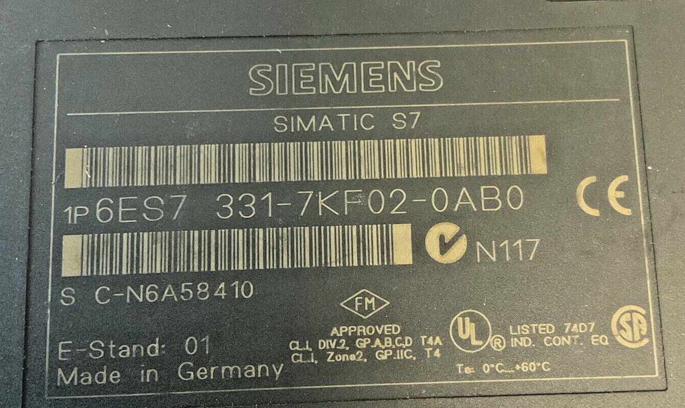 SIEMENS 6ES7 331-7KF02-0AB0 S7 INPUT MODULE SIMATIC S75