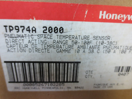 HONEYWELL TP974A 2000 PNEUMATIC SPACE TEMPERATURE SENSOR 50-100_F - NEW SURPLUS0