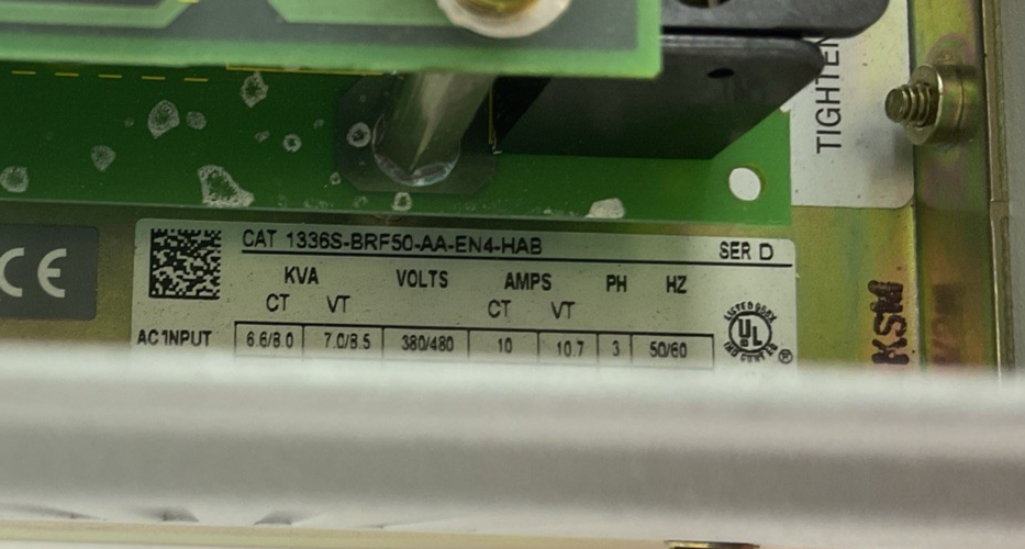 ALLEN BRADLEY 1336S-BRF50-AA-EN4-HAB SER D AC DRIVE 5HP 460V SENSORLESS VECTOR2