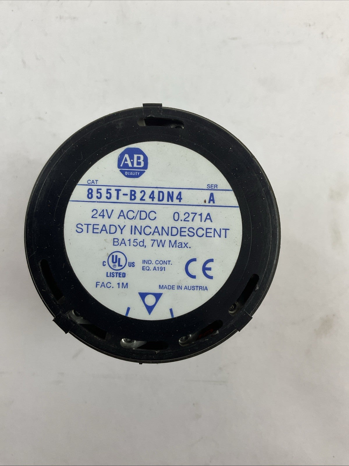 ALLEN BRADLEY 855T-B24DN4 SER A 24V 0.271A STEADY INCANDESCENT RED STACK LIGHT1