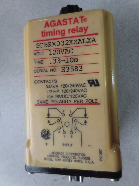 AGASTAT SCBRX032XXALXA TIMING RELAY 120/60 - .33 tO 10 Minutes - NEW SURPLUS0