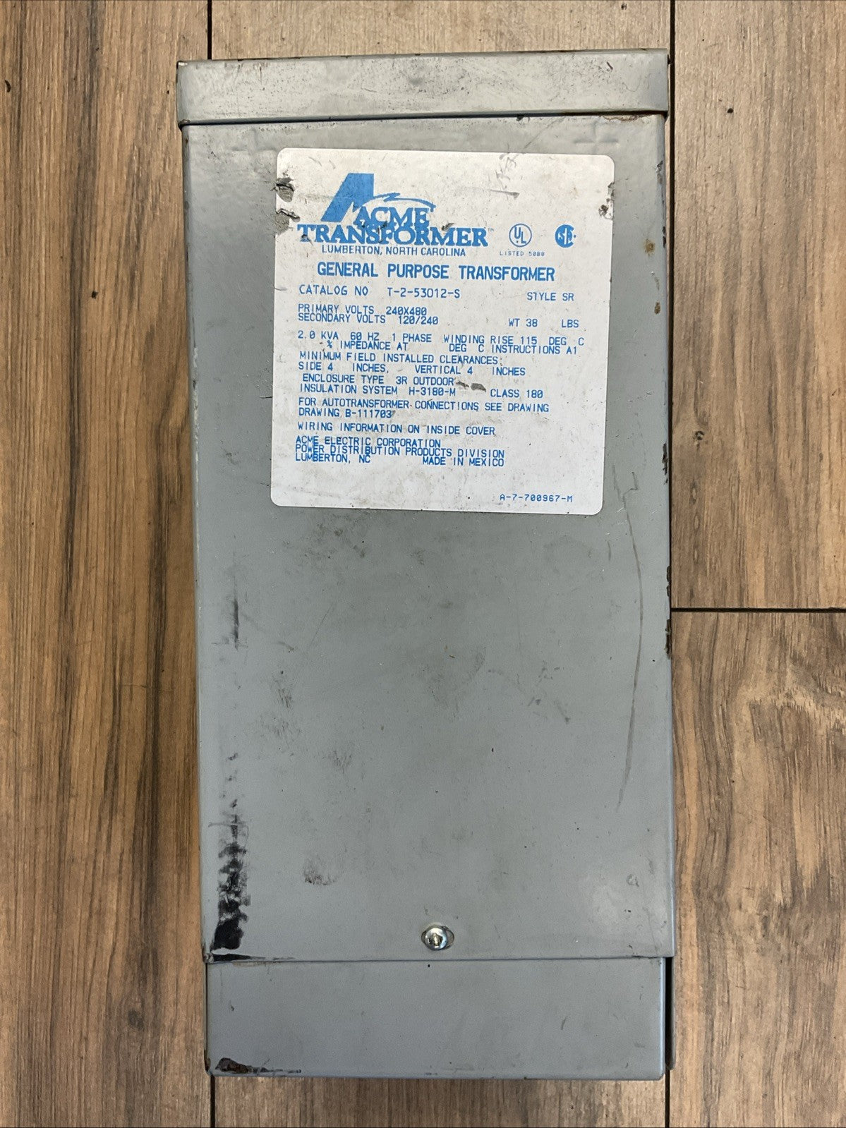 ACME T-2-53012-S TRANSFORMER PRI 240X480V SEC 120/240V 2.0KVA 1PH0