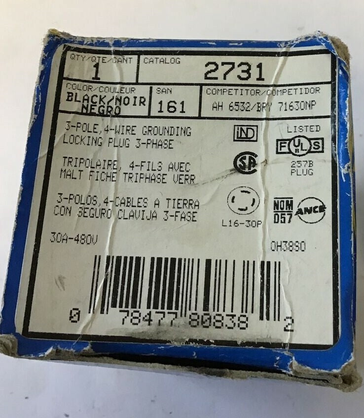 LEVITON 2731 LOCKING PLUG 3-POLE 3PHASE 1