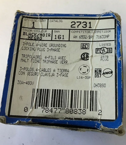 LEVITON 2731 LOCKING PLUG 3-POLE 3PHASE 1