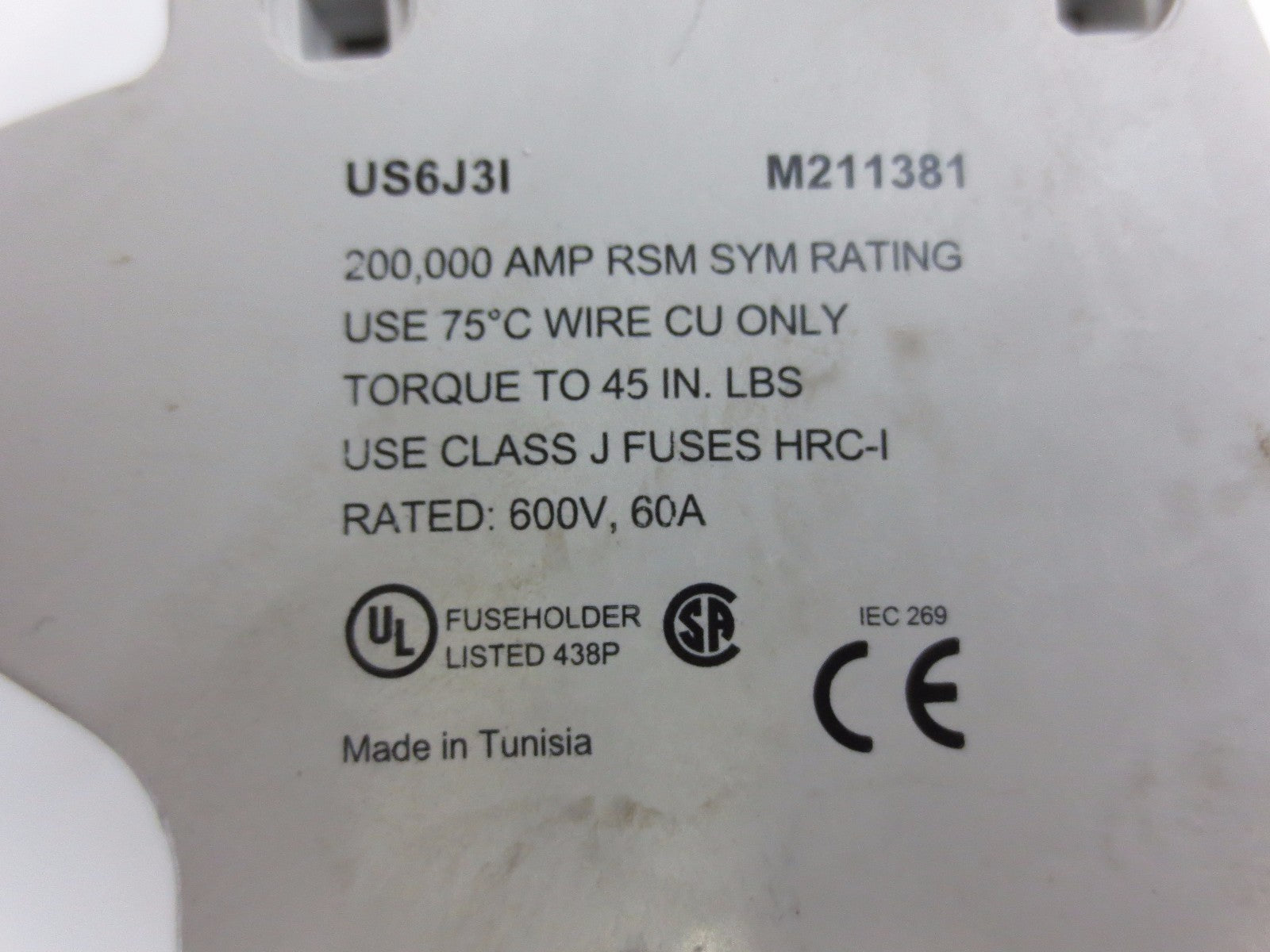 FERRAZ SHAWMUT US6J3I / M211381 FUSE HOLDER - 600V, 60A 2