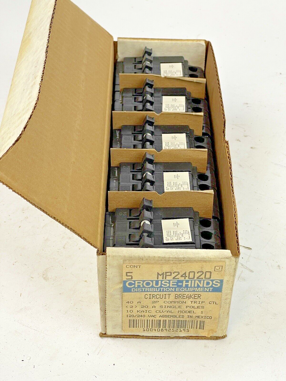 CROUSE-HINDS *BOX OF 5* - MP24020- 2 POLE,20/40/40/20 A, 240 VAC CIRCUIT BREAKER2