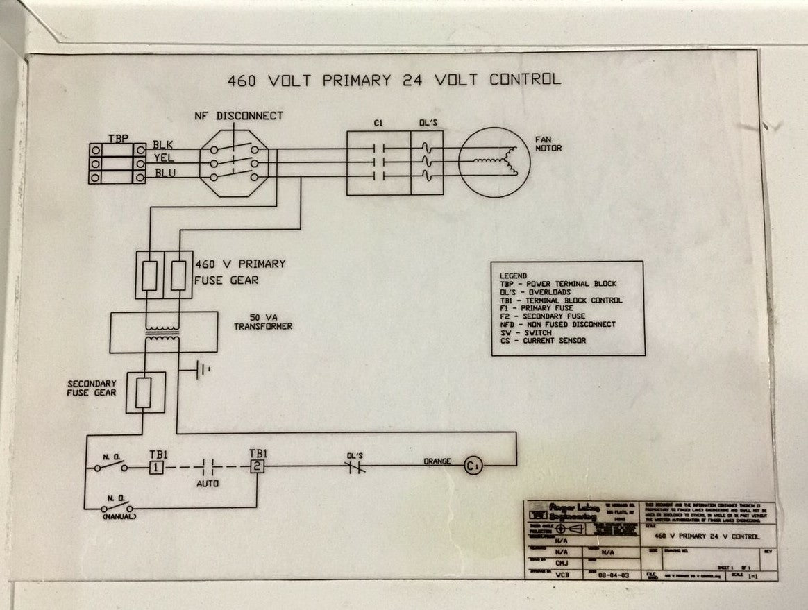 HOFFMAN 460VOLT PRIMARY 24VOLT CONTROL A242008LP6