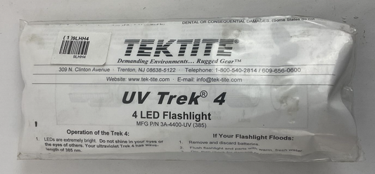 TEKTITE UV TREK 4 3A-4400-UV 4 LED FLASHLIGHT 3850