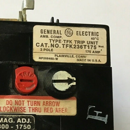 GE TFK236T175 175AMP TYPE TFK 3POLE TRIP UNIT1