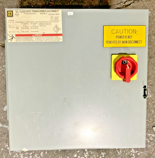 SQUARE D SK2000G2 TRANSFORMER DISCONNECT SER.A 600VAC 50/60HZ 17.39A0