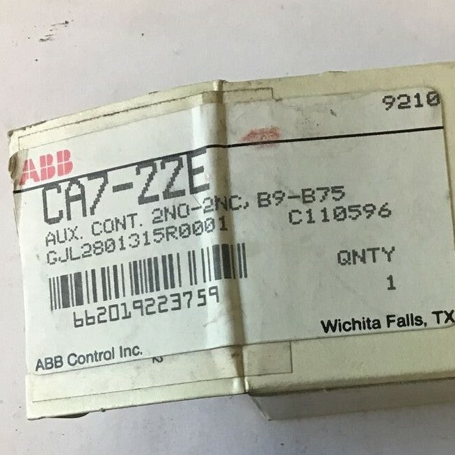 ABB CA7-22E AUXILIARY CONTACT 2N0-2NC 600VAC 10A1