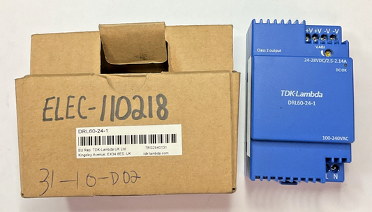 TDK-LAMBDA DRL60-24-1 POWER SUPPLY MODULE 240VAC 28VDC 50/60HZ 60W0
