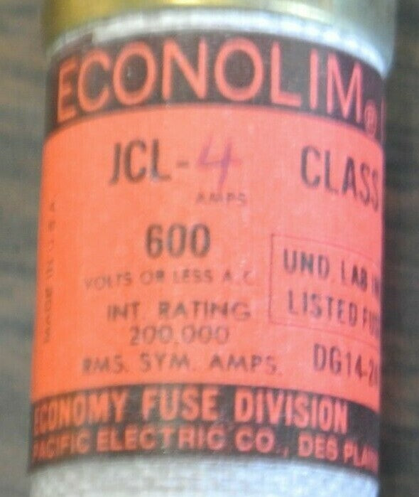 BOX of 10 / ECONOMY JCL4 CLASS J CURRENT-LIMITING FUSE / 4A / 600V / NEW SURPLUS2