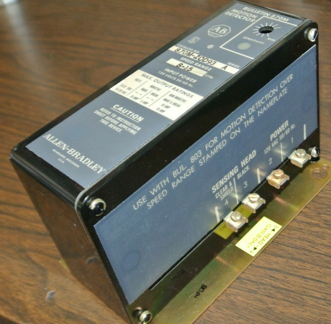ALLEN-BRADLEY 870M-ZOD93 Ser. A / MOTION DETECTOR 8-15 RPM / NEW SURPLUS0