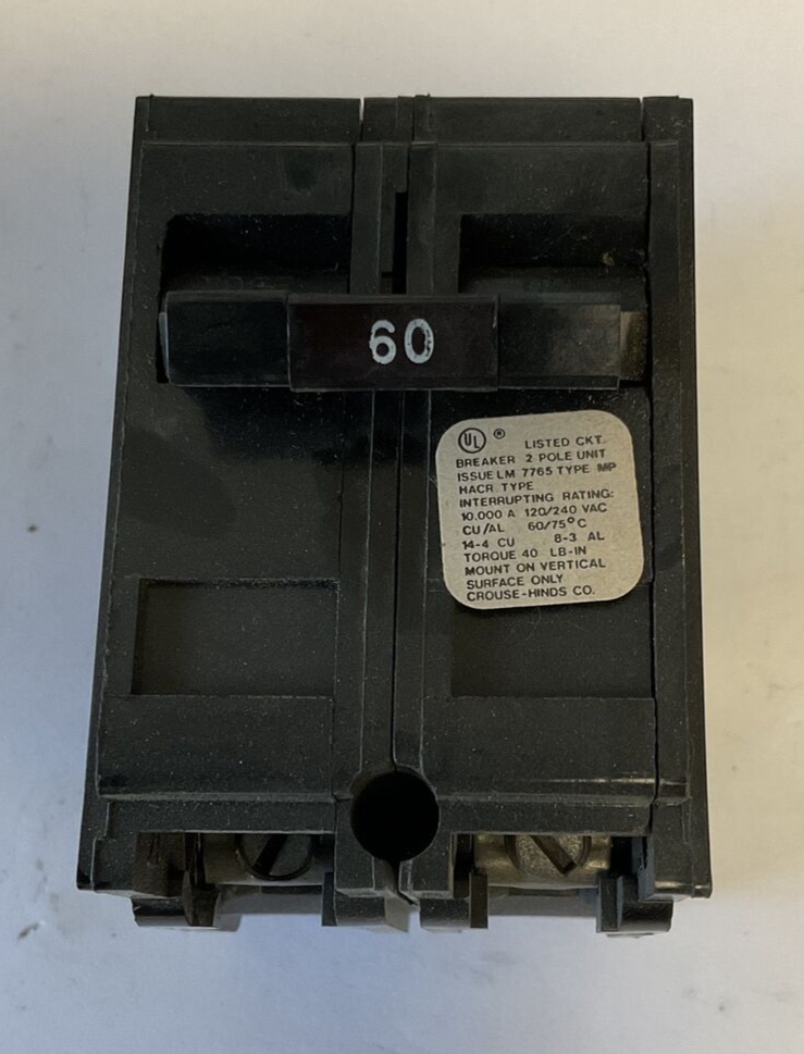 CROUSE-HINDS MP260 2POLE 60A CIRCUIT BREAKER 120/240VAC0