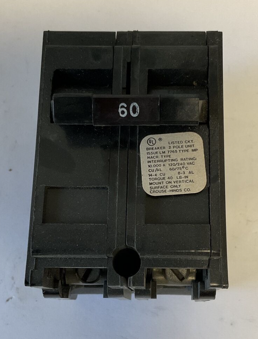 CROUSE-HINDS MP260 2POLE 60A CIRCUIT BREAKER 120/240VAC0