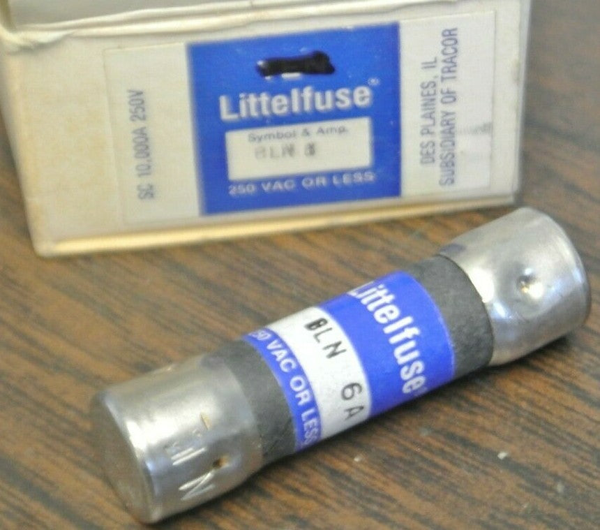 LOT of 5 / LITTELFUSE BLN6 FUSE 6A / 250V / NEW SURPLUS / BLN-62