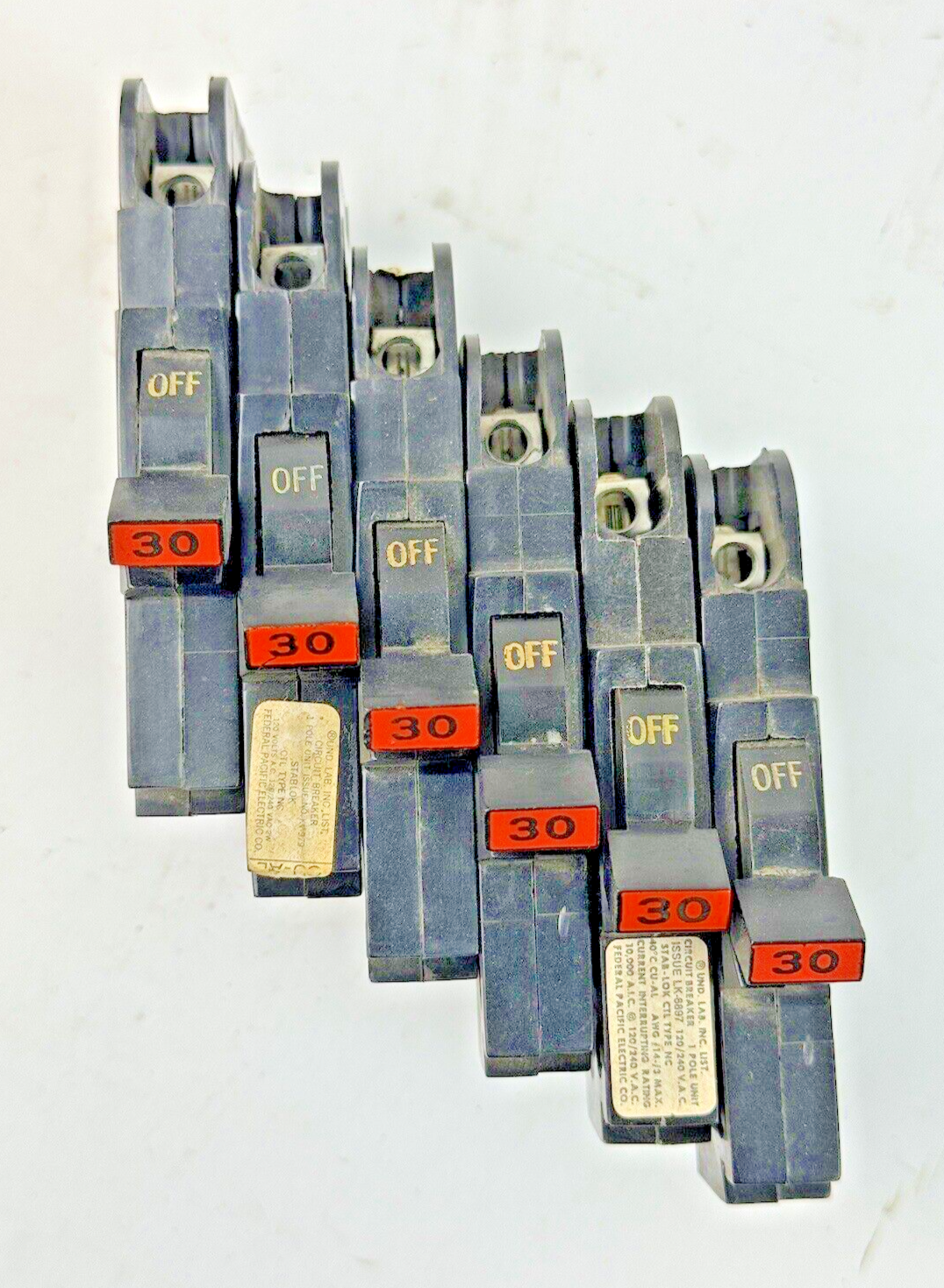 FPE *LOT OF 6* - 030 / NC130 - STAB-LOK BREAKERS - 1 POLE/240VAC/30A - NEW***2