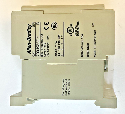 ALLEN BRADLEY 700-K22Z-*  CONTROL RELAY SER.B 600VAC 10A ****LOTOF2****4