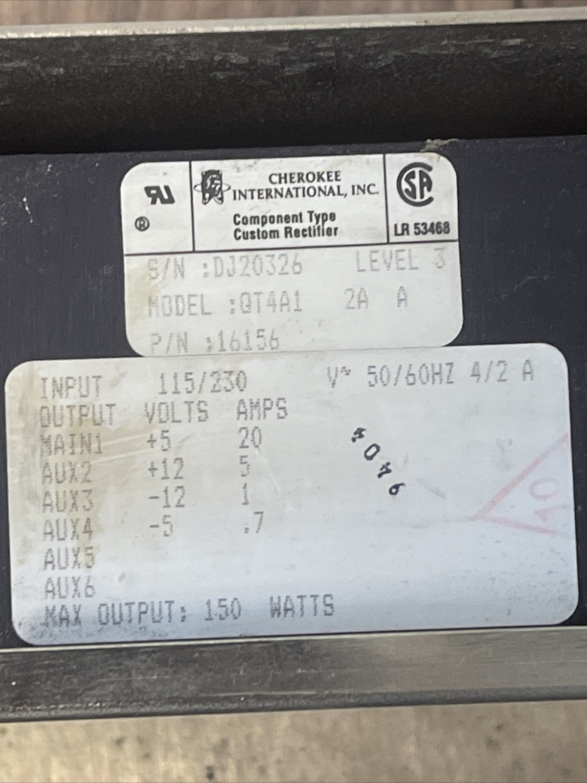 TEXAS MICROSYSTEMS 5022445-12 PLC CHASSIS WITH QT4A1 POWER SUPPLY 115/230VAC3