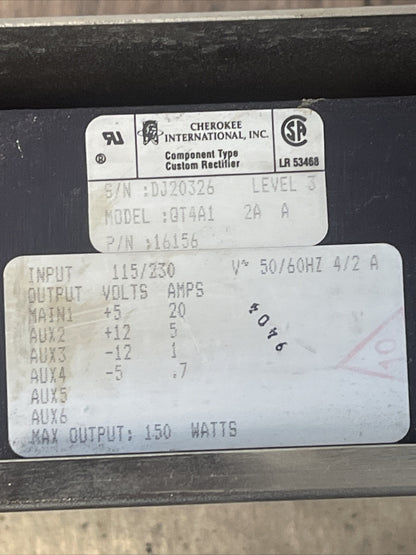 TEXAS MICROSYSTEMS 5022445-12 PLC CHASSIS WITH QT4A1 POWER SUPPLY 115/230VAC3