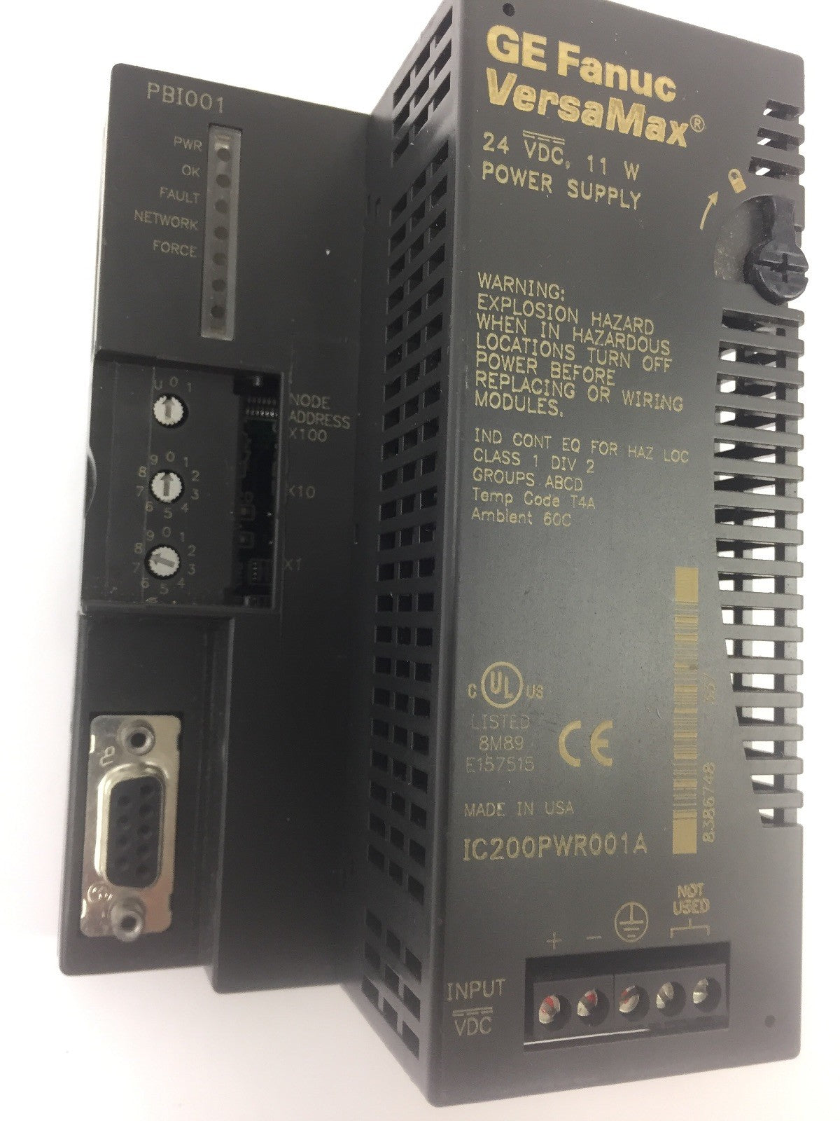 GE FANUC VERSA MAX IC200PWR001A PBI001 POWER SUPPLY 24 VDC 11 W 9