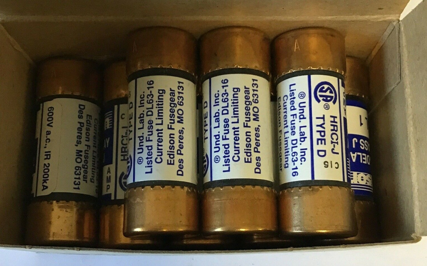 EDISON JDL1 TIME DELAY CLASS J 600VAC TYPE D 200KA ***LOTOF8***2