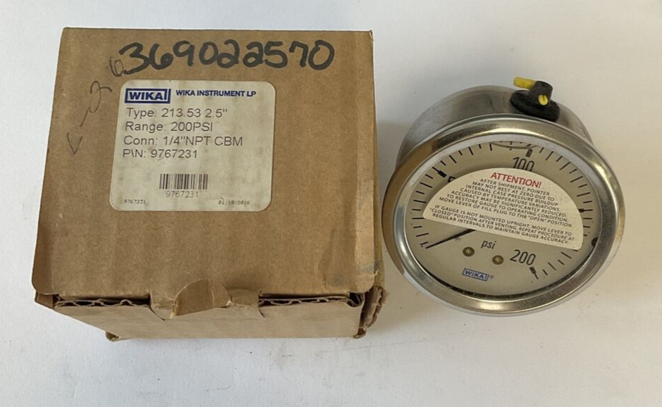 WIKA 213.53 GAUGE 2.5" 1/4NPT 200PSI CBM2