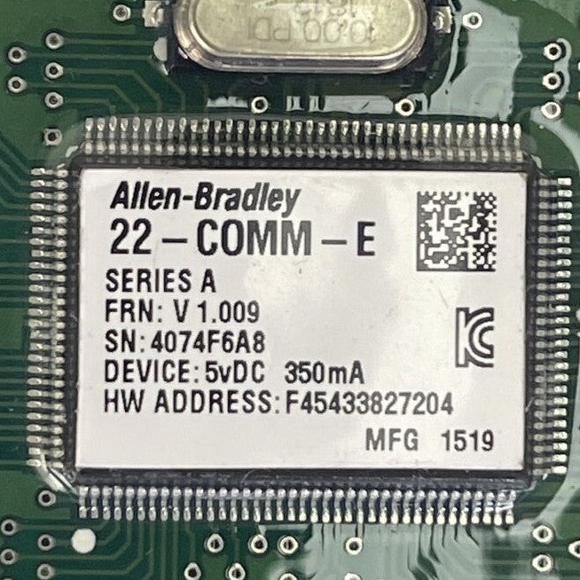 ALLEN BRADLEY 22-COMM-E POWER FLEX ETHERNET/IP ADAPTOR 5VDC 350mA FRN V 1.0091