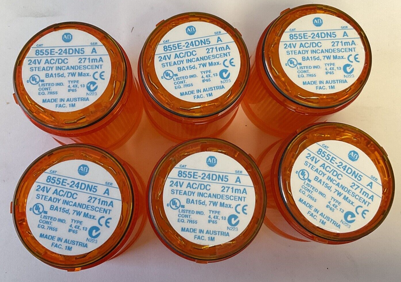 ALLEN BRADLEY 855E-24DN5 24VAC/DC SER.A STEADY INCANDESCENT 7W ***LOTOF6***0