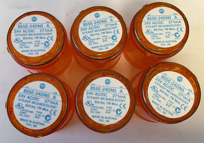 ALLEN BRADLEY 855E-24DN5 24VAC/DC SER.A STEADY INCANDESCENT 7W ***LOTOF6***0