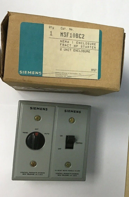 SIEMENS MSF10BC2 FRACTIONAL HP MANUAL STARTER 2 UNIT ENCLOSURE0