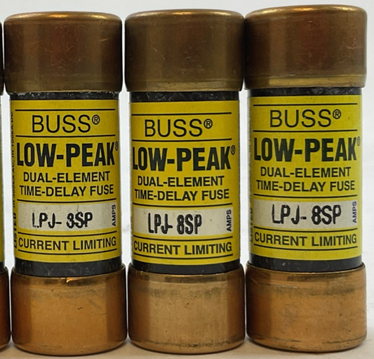 BUSS LPJ-8SP LOW-PEAK FUSE 8AMP 600VAC 300VDC (LOT OF 6)0