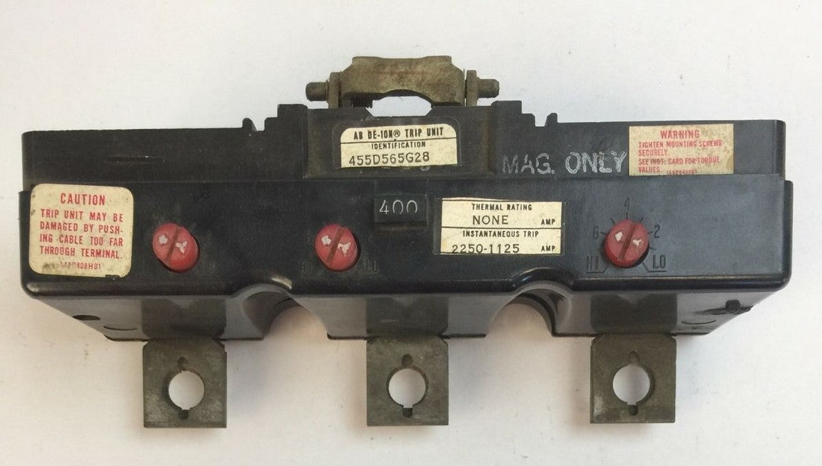 WESTINGHOUSE 455D565G28 AB DE-ION TRIP UNIT 400AMP INST TRIP 1125-2250A0