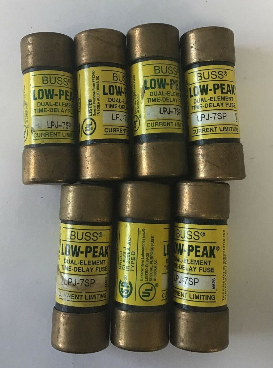 BUSS LPJ-7SP LOW PEAK TIME DELAY FUSE 7A 600VAC CLASS J ***LOTOF7***0