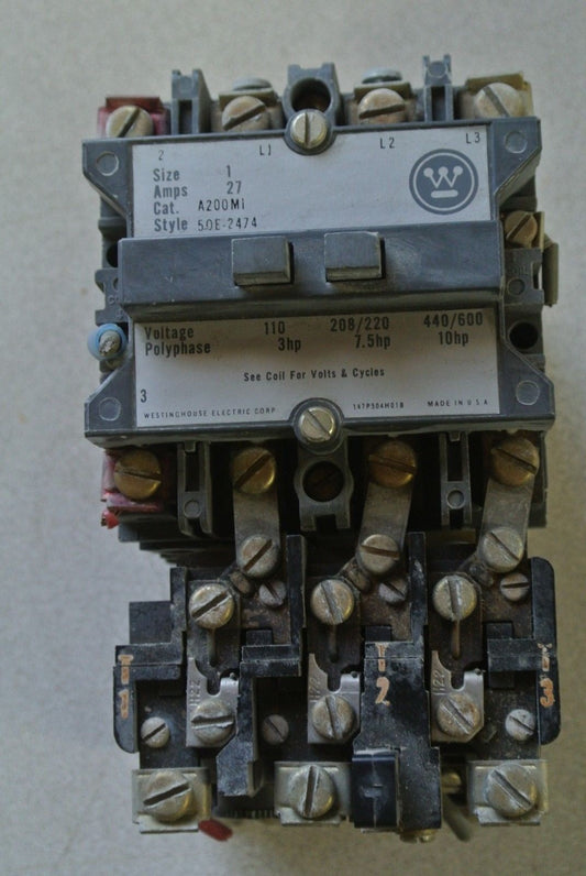 WESTINGHOUSE A200MI MOTOR STARTER SIZE 1 - 110/115V COIL0