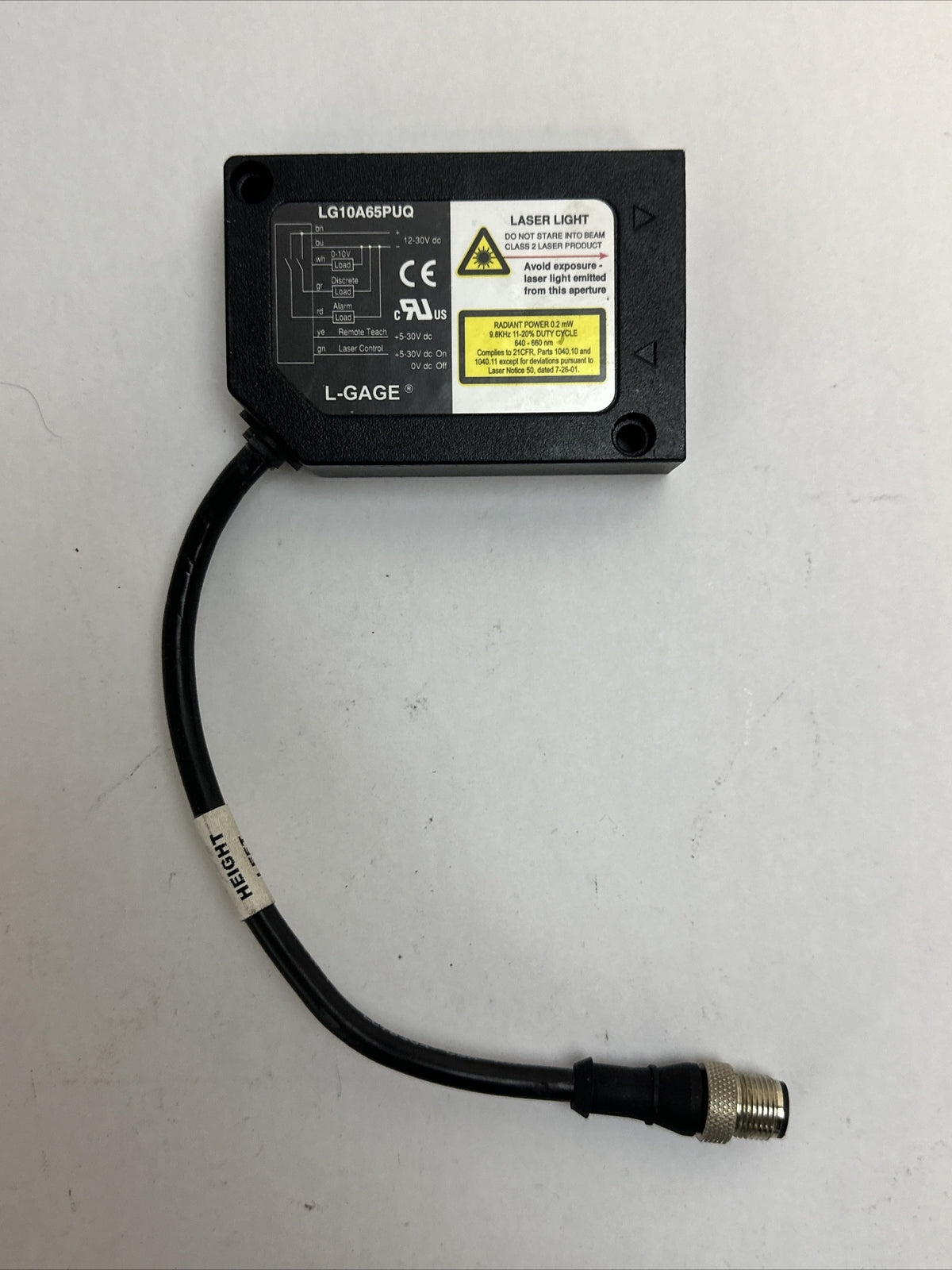 BANNER LG10A65PUQ LASER SENSOR 30VDC2