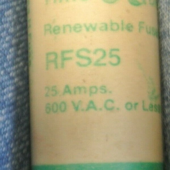 GOULD-SHAWMUT RFS25 RENEWABLE FUSE / 25A / 600V / NEW SURPLUS1