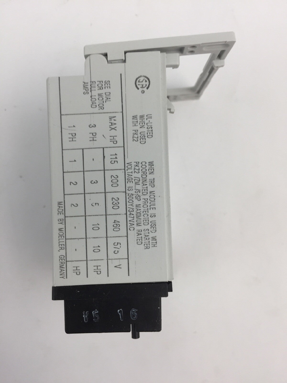 EATON MOELLER ZM-16-PKZ2 MOTOR PROTECTION TRIP BLOCK 10-16A 130-220A4