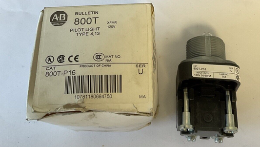 ALLEN BRADLEY 800T-P16 PILOT LIGHT SER.U 120V 50/60HZ MISSING COVER.0